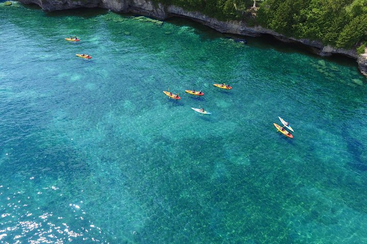 Stunning overhead view of Cave Point County Park